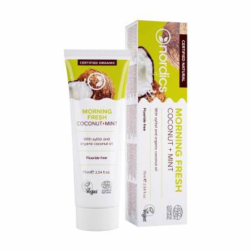 Зубная паста Nordics Cosmos Organic Morning Fresh Освежающая, с кокосовым маслом и мятой, 75 мл Зубная паста Nordics Cosmos Organic Morning Fresh Освежающая, с кокосовым маслом и мятой, 75 мл