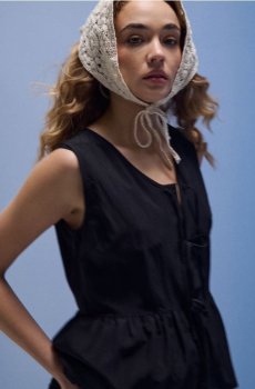 Сорочка з декоративним завязуванням з віскози - чорний