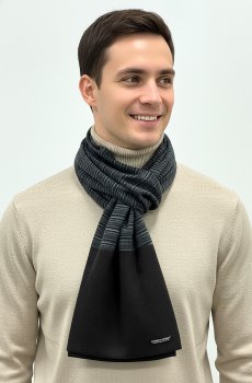 Серый хлопковый шарф в тонкую полоску OP-WR-81-sharf