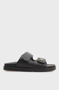 Женские черные кожаные слайдеры DOUBLE STRAP Черный 38 Tommy Hilfiger FW0FW09121
