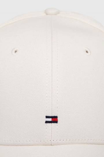Хлопковая кепка Tommy Hilfiger цвет бежевый однотонная Хлопковая кепка Tommy Hilfiger цвет бежевый однотонная