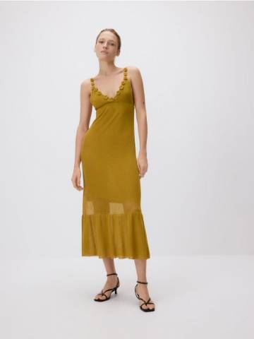 Reserved - Сукня з квітковою аплікацією - світло-оливковий - 515GE-81X Reserved - Сукня з квітковою аплікацією - світло-оливковий - 515GE-81X