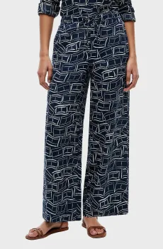 Женские темно-синие льняные брюки с узором ESS PULL ON Синий S Tommy Hilfiger WW0WW48970