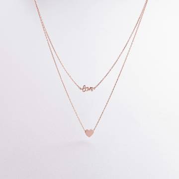 Двойное колье "Love и сердечко" (красное золото) кол02620 Двойное колье "Love и сердечко" (красное золото) кол02620