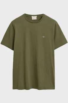 Мужская зеленая футболка REG SHIELD SS T-SHIRT Зеленый XXL Gant 2003184