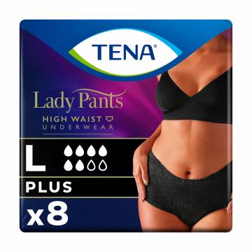 Урологические трусы женские TENA Lady Slim Pants Plus Black, размер L, 8 шт