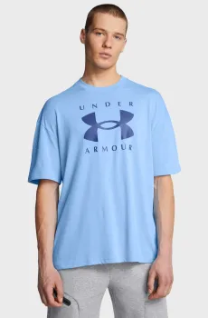Мужская голубая футболка UA M HW OS Branded SS Голубой L Under Armour 1389146-465
