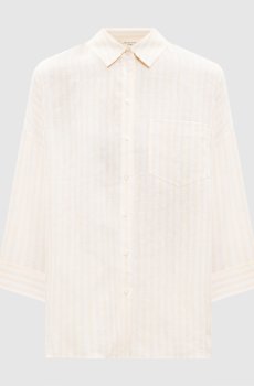 Желтая рубашка PANETTO в полоску из льна