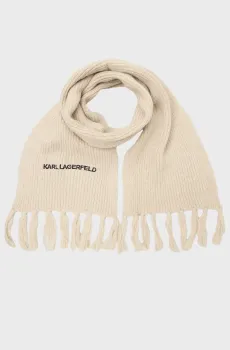 Женский бежевый шерстяной шарф K/ESSENTIAL KNIT SCARF Бежевый ONESIZE Karl Lagerfeld 246W3305