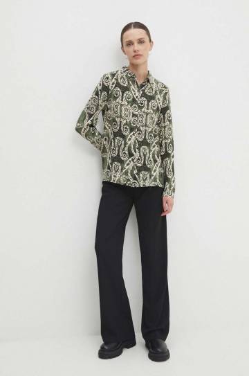 Рубашка Answear.LAB женская цвет зелёный regular классический воротник Рубашка Answear.LAB женская цвет зелёный regular классический воротник
