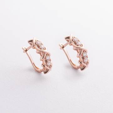 Серьги "Rosie" с фианитами (красное золото) с09481 Серьги "Rosie" с фианитами (красное золото) с09481