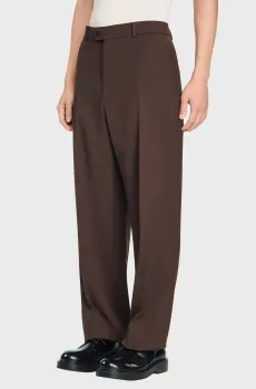 Мужские коричневые шерстяные брюки Коричневый 44 Sandro SHPPA01892_Chocolate