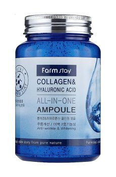 Ампульная сыворотка для лица FarmStay Collagen & Hyaluronic Acid All-in-One Ampoule с коллагеном и гиалуроновой кислотой, 250 мл