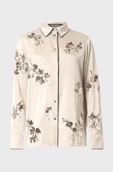 Женская бежевая блуза с узором FLUID Бежевый 40 Karl Lagerfeld B1W11032