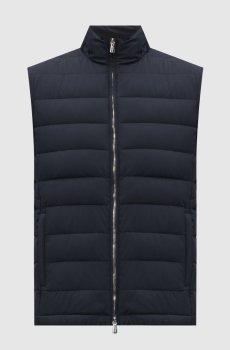 Синий пуховой стеганый жилет