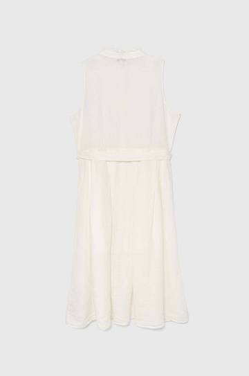 Льняное платье Tommy Hilfiger цвет бежевый midi расклешённое WW0WW44466 Льняное платье Tommy Hilfiger цвет бежевый midi расклешённое WW0WW44466
