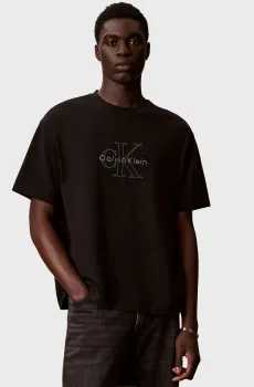 Мужская черная футболка 6S LINEN APPLIQUE MONOLOGO Черный L Calvin Klein Jeans LV04RG814G