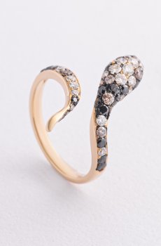 Золотое кольцо "Змея" с бриллиантами кб0609mi