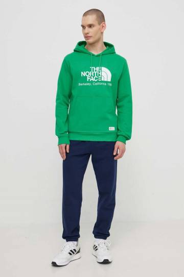 Хлопковая кофта The North Face M Berkeley California Hoodie мужская цвет зелёный с капюшоном с принтом NF0A55GFPO81 Хлопковая кофта The North Face M Berkeley California Hoodie мужская цвет зелёный с капюшоном с принтом NF0A55GFPO81