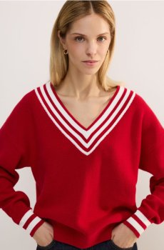 Reserved - Джемпер із високим вмістом льону - червоний - 144IT-33X