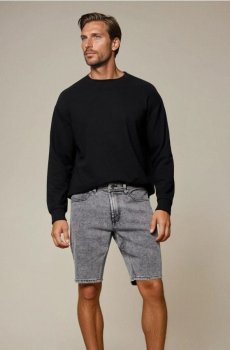 Джинсові шорти slim fit з кишенями - сірий