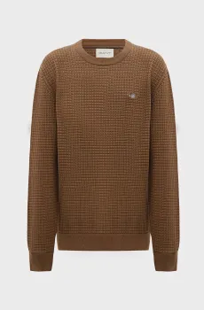 Мужской коричневый джемпер COTTON TEXTURED Коричневый L Gant 8030213