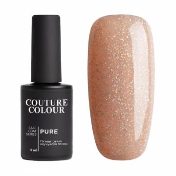 Камуфлирующая каучуковая база для гель-лака Couture Colour Pure Base Coat 10 Розовый нюд с шиммером, 9 мл