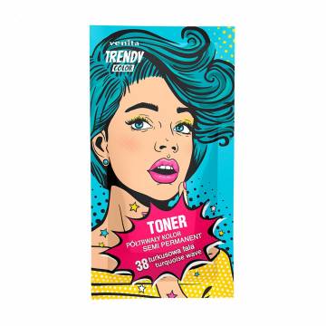 Оттеночный тонер для волос Venita Trendy Color Toner 38 Turquoise Wave, 35 г (саше) Оттеночный тонер для волос Venita Trendy Color Toner 38 Turquoise Wave, 35 г (саше)