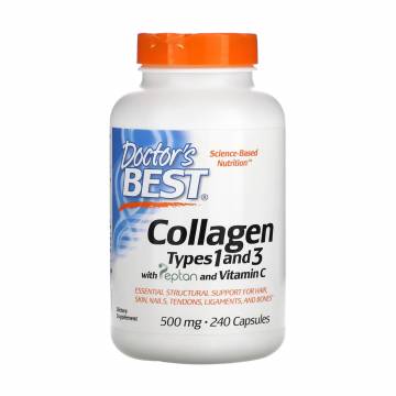 Коллаген с пептаном и витамином C Doctors Best Collagen Types 1 and 3 Powder 500 мг, 240 капсул Коллаген с пептаном и витамином C Doctors Best Collagen Types 1 and 3 Powder 500 мг, 240 капсул