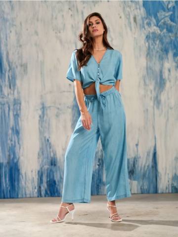 Блузка з зав’язкою - light blue Блузка з зав’язкою - light blue