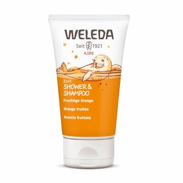Детский шампунь-гель 2 в 1 для волос и тела Weleda Kids Shower & Shampoo Апельсин, 150 мл Детский шампунь-гель 2 в 1 для волос и тела Weleda Kids Shower & Shampoo Апельсин, 150 мл