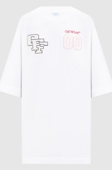 Белое платье-футболка с фактурными нашивками