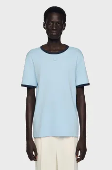 Мужская голубая футболка Голубой XXL Sandro SHPTS01616_Sky Blue