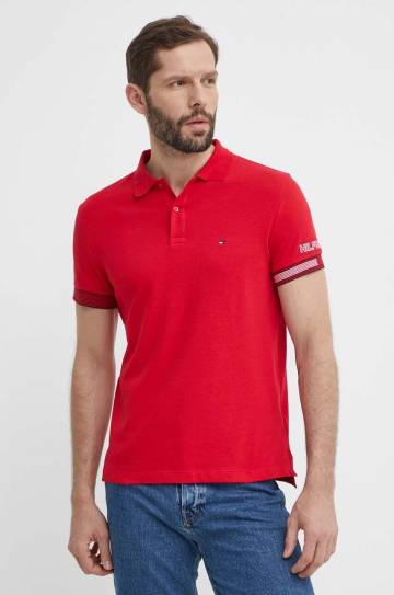 Поло Tommy Hilfiger мужское цвет красный однотонное MW0MW34780 Поло Tommy Hilfiger мужское цвет красный однотонное MW0MW34780