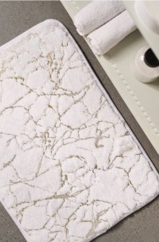 Килимок для ванної з золотими деталями - білий