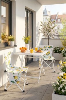 Складаний садовий стілець з мотивом лимонів - жовтий