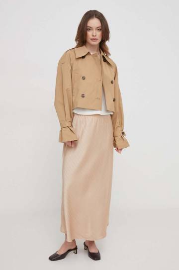 Юбка Dkny цвет бежевый maxi расклешённая Юбка Dkny цвет бежевый maxi расклешённая