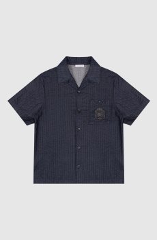 Детская синяя рубашка с нашивкой