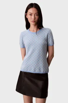 Женский голубой джемпер с узором Cap Sleeve Snowy Baby Голубой XS Calvin Klein LV044D313G