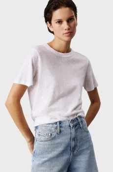 Женская белая льняная футболка LINEN JERSEY RELAXED TEE Белый XS Calvin Klein K20K208248