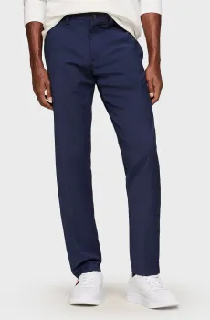 Мужские темно-синие брюки в полоску HAMPTON 1PLT FLANNEL PO Синий 36-32 Tommy Hilfiger MW0MW32564