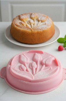 Силіконова форма для випікання з мотивом тюльпанів - рожевий