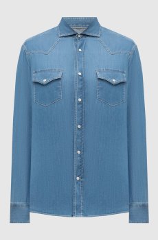 Джинсовая рубашка синего цвета