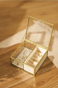 Прозора шкатулка з відділеннями - бежевий