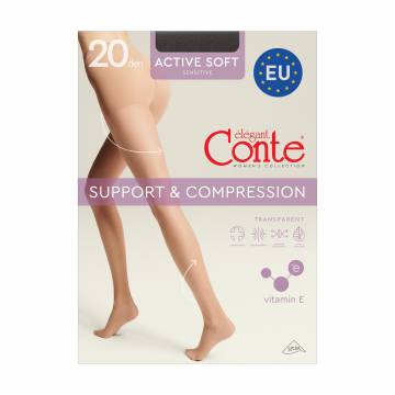 Колготки женские Conte elegant Астіѵе Soft с утягивающими шортиками 20 DEN, Nero, размер 3 Колготки женские Conte elegant Астіѵе Soft с утягивающими шортиками 20 DEN, Nero, размер 3