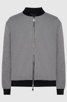 Черный двухсторонний бомбер из шерсти и кашемира