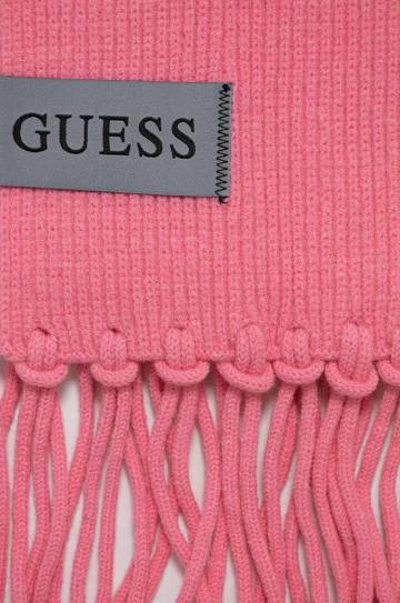 Шарф с примесью шерсти Guess цвет розовый однотонный Шарф с примесью шерсти Guess цвет розовый однотонный