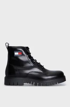 Женские черные кожаные ботинки TJW LACE UP BOOT Черный 37 Tommy Jeans EN0EN02624