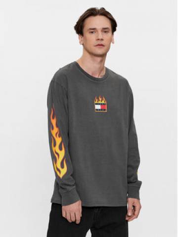Tommy Jeans Longsleeve Burning Badge DM0DM17741 Сірий Relaxed Fit Tommy Jeans Longsleeve Burning Badge DM0DM17741 Сірий Relaxed Fit