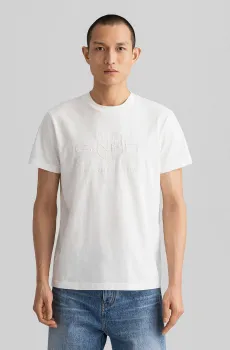 Мужская белая футболка REG TONAL SHIELD SS Белый L Gant 2003140